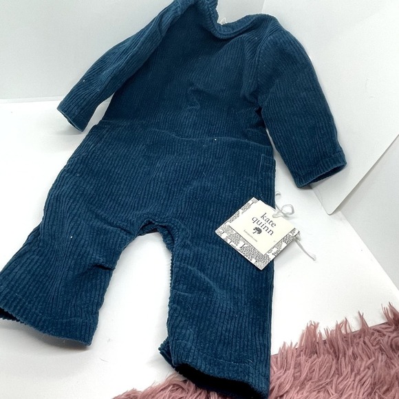 Kate Quinn Teal Corduroy Jumpsuit with Matching Bandana 3-6 Months NWT - Picture 6 of 8